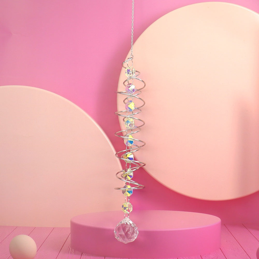 zensoullab Spiral Spinner Sun Catcher Crystal Wind Chime Rainbow Maker Rotating Hook Garden Decoration