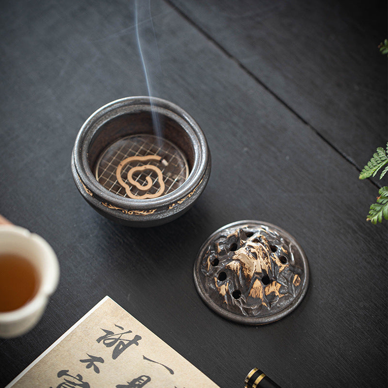 zensoullab Boshan Ceramic Incense Burner for Home Indoor Small Sandalwood Agarwood Incense Burner Zen Tea Room Incense Incense Seal Tower Incense Burner