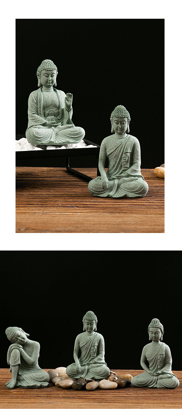 zensoullab New Buddha Statue Crafts Zen Fish Tank Landscape Ornament New Chinese Style Creative Entrance Home Decoration