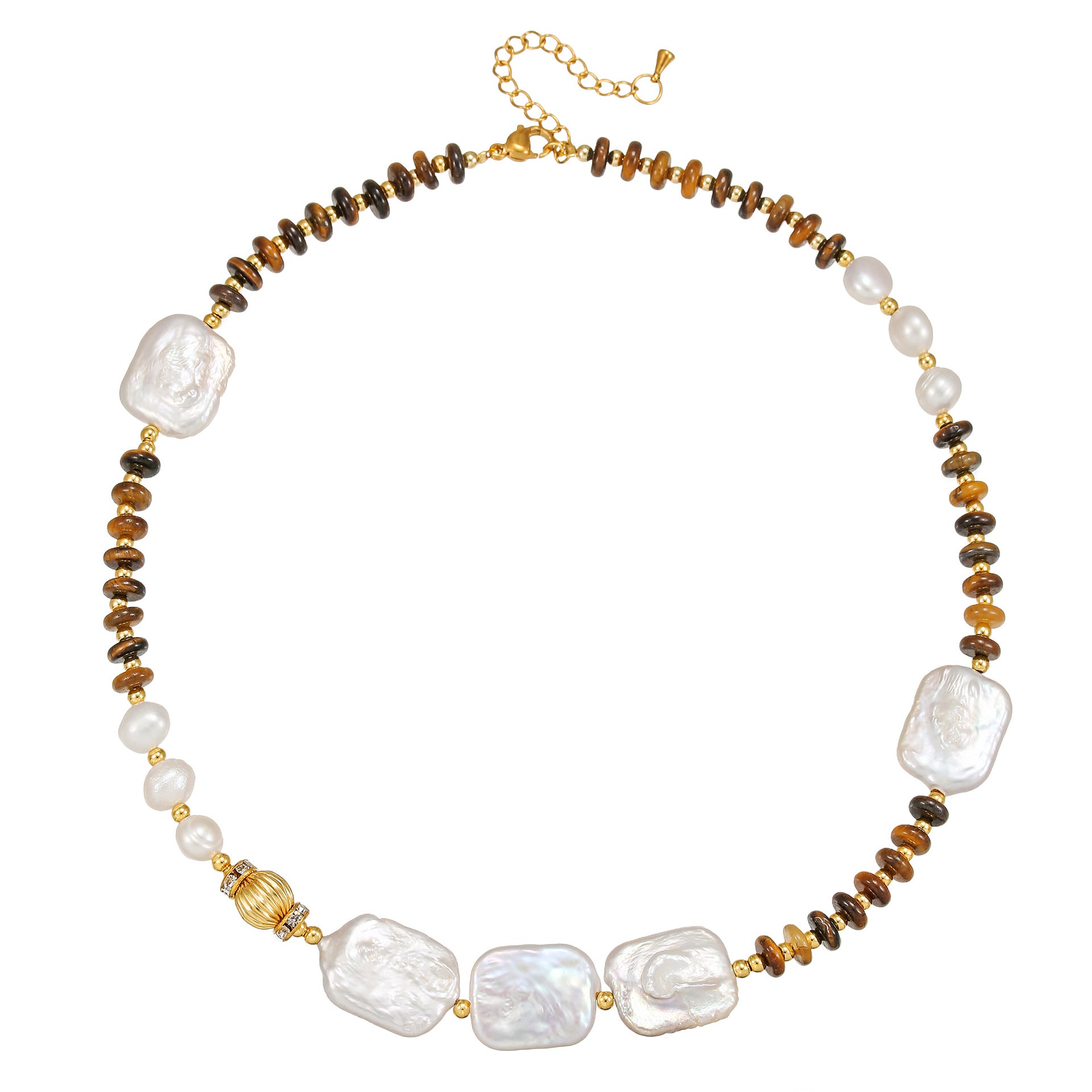 zensoullab Baroque Freshwater Pearl Necklace Bracelet Melard Tiger Eye Sweater Chain High-end Design