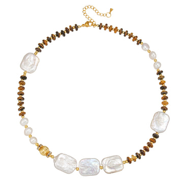 zensoullab Baroque Freshwater Pearl Necklace Bracelet Melard Tiger Eye Sweater Chain High-end Design