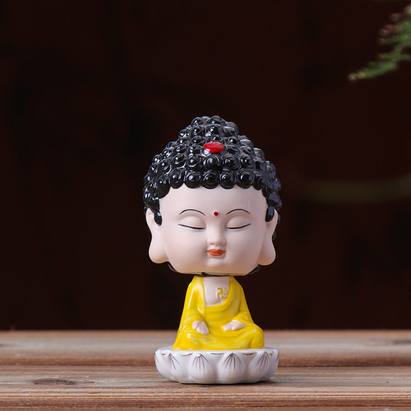 zensoullab Premium Creative Bobblehead Figurine Desktop Ornament Hand-painted Small Ornament Tathagata Peace Buddha Car-mounted Chinese Home Decoration