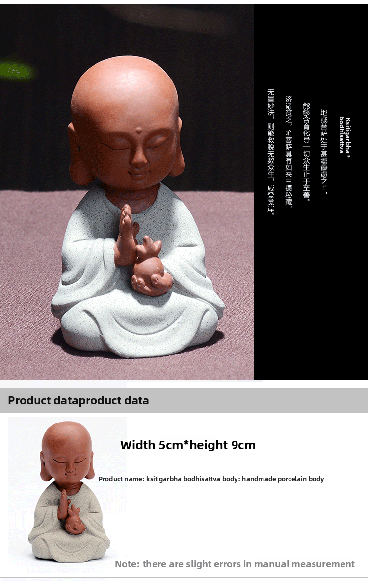zensoullab Creative Chinese Home Decor Ceramic Little Monk Tea Pet Western Three Saints Ornament Enlightenment Zen Little Novice Craft