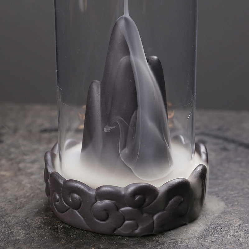 zensoullab Original Purple Clay Mountain Water Backflow Incense Burner Creative Cloud Windproof Cover Backflow Incense Burner Hot