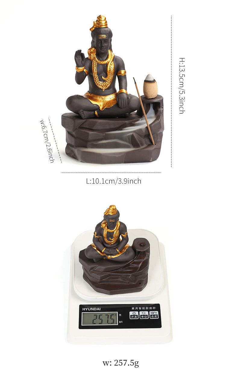 zensoullab Buddha Statue Zen Home Decor Craft Creative Southeast Asian Shiva Buddha Statue Backflow Incense Burner