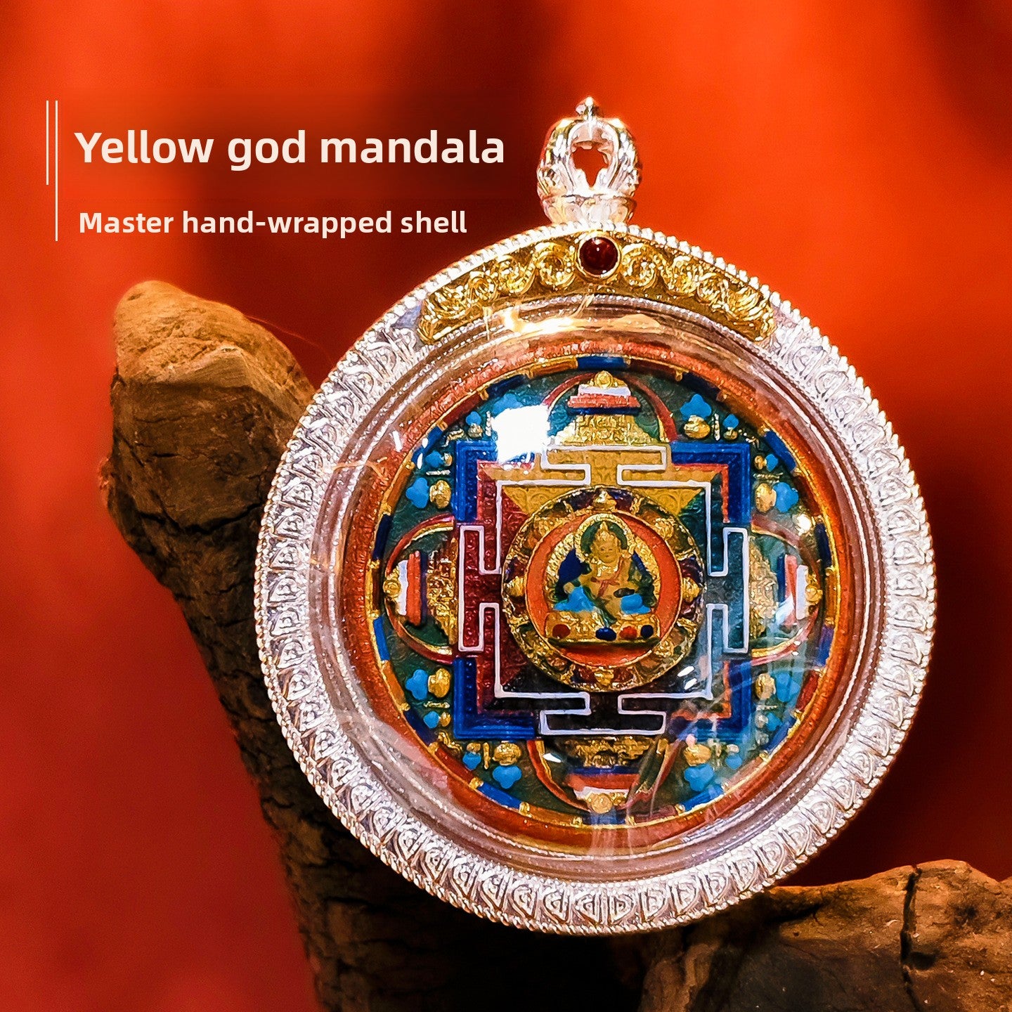 zensoullab Hand-painted Rubbing Thangka Three-dimensional Painted Black God of Wealth Gawu Box Pendant Necklace Zakiram Buddha Amulet