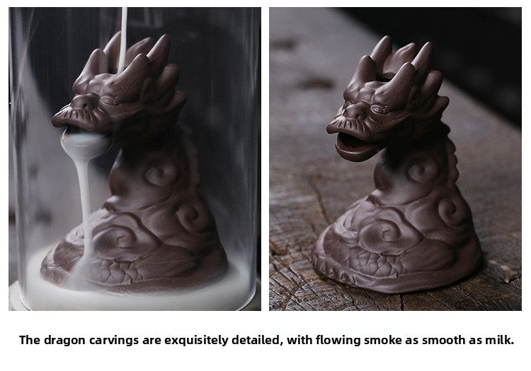 zensoullab Purple Clay Backflow Incense Burner Home Decor Ornament Craft Creative Windproof Cover Dragon Backflow Incense Burner