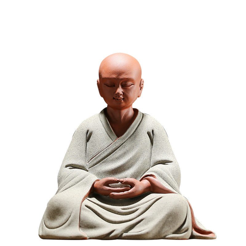 zensoullab Zen Purple Clay Little Monk Tea Pet Figure Zen Monk Little Novice Tea Ceremony Desktop Entrance Living Room Fish Tank Chinese Style Ornament