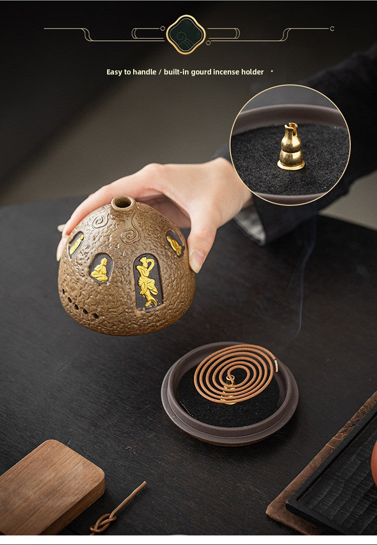 zensoullab Dunhuang Ceramic Incense Burner Home Indoor Incense Holder Incense Stand Aromatherapy Burner Zen Tea Room Desktop Incense Burner Ornament