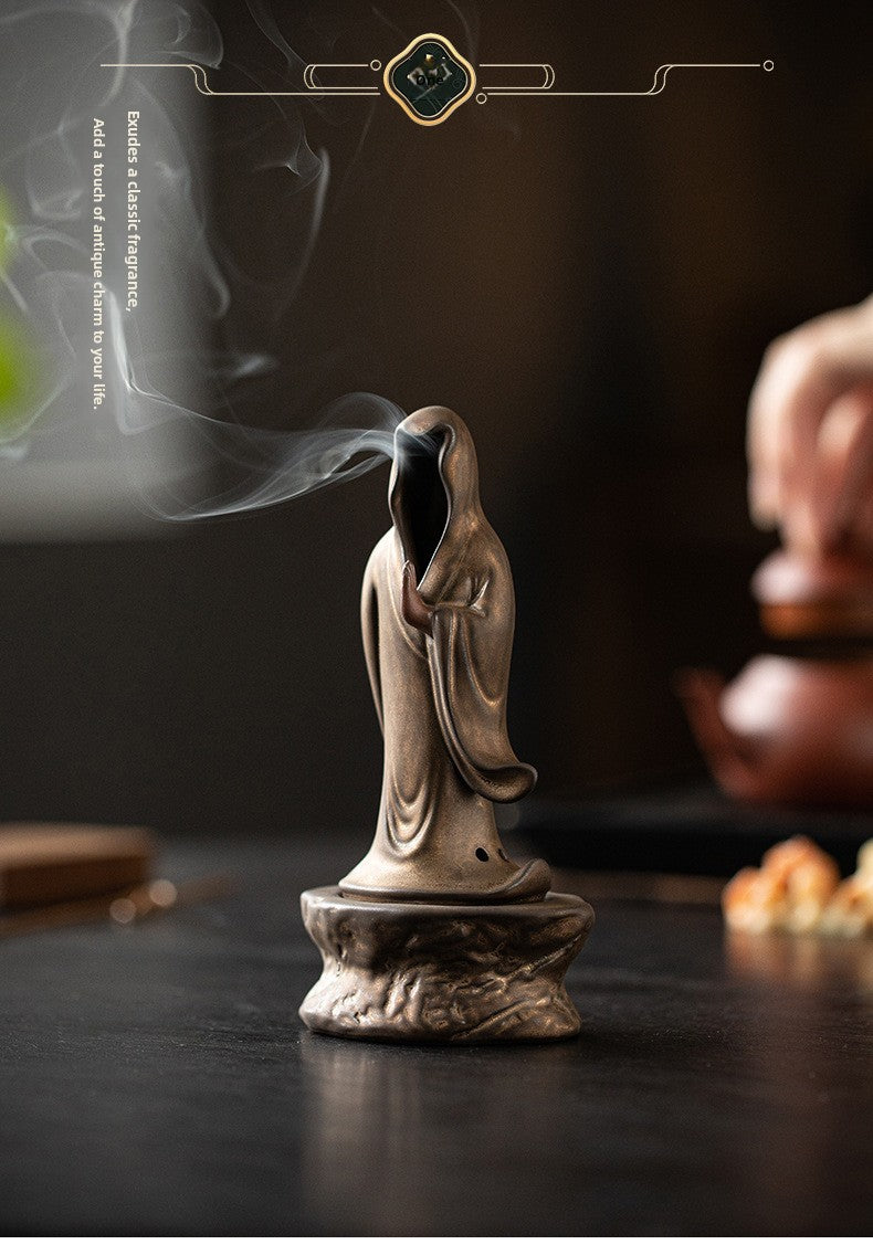 zensoullab Zen Style Formless Mini Incense Burner for Home Indoor Small Disc Incense Burner Tea Room Desktop Antique Incense Burner Small Ornament