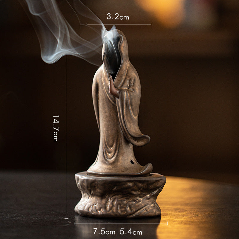 zensoullab Zen Style Formless Mini Incense Burner for Home Indoor Small Disc Incense Burner Tea Room Desktop Antique Incense Burner Small Ornament