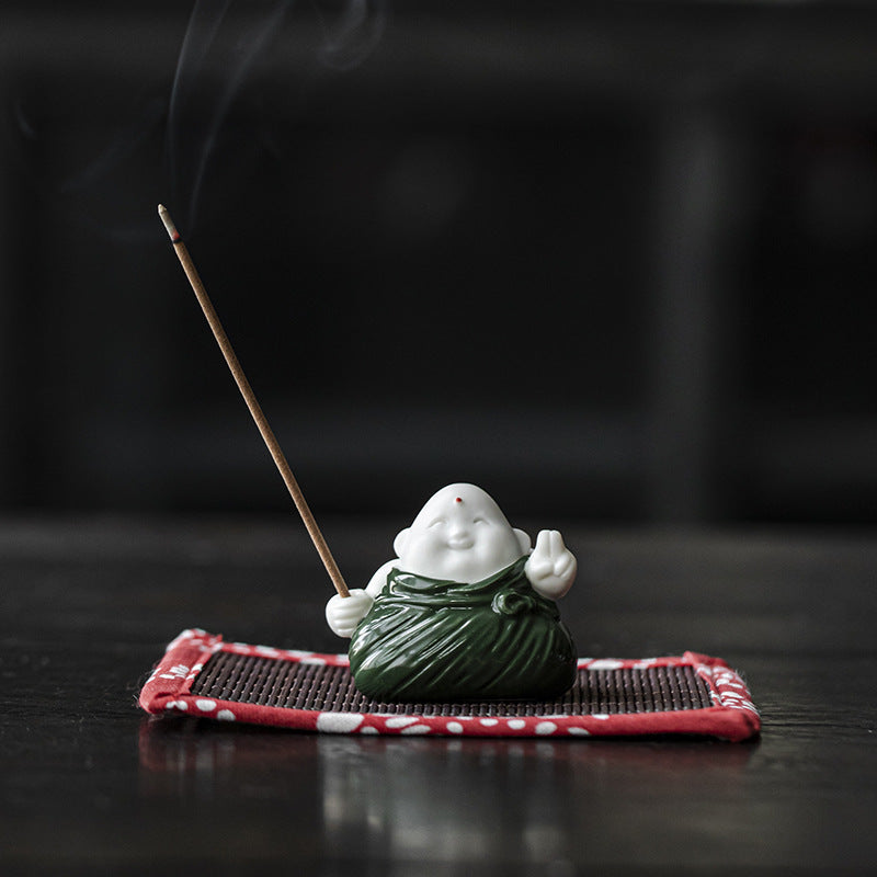 zensoullab Creative Cute Little Zongzi Ceramic Aromatherapy Burner Ornament Home Dragon Boat Festival Gift Sandalwood Incense Holder