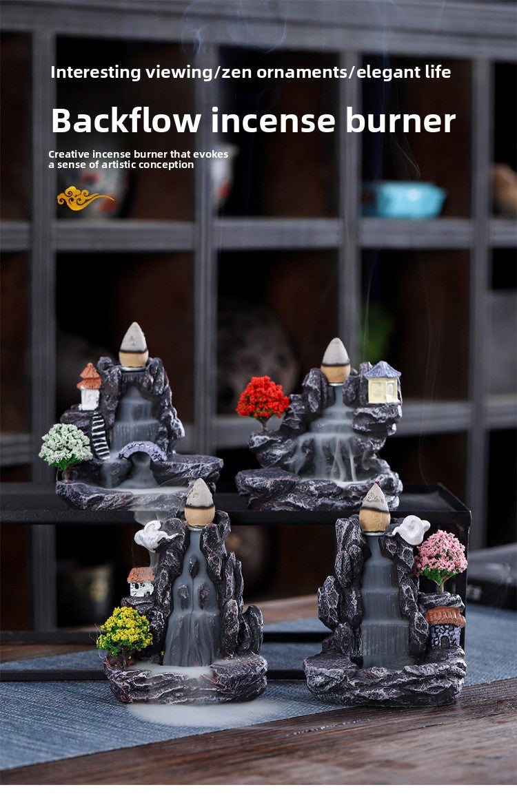 zensoullab Resin Backflow Incense Burner Small Creative Home Aromatherapy Burner Decorative Smoke Sandalwood Incense Burner