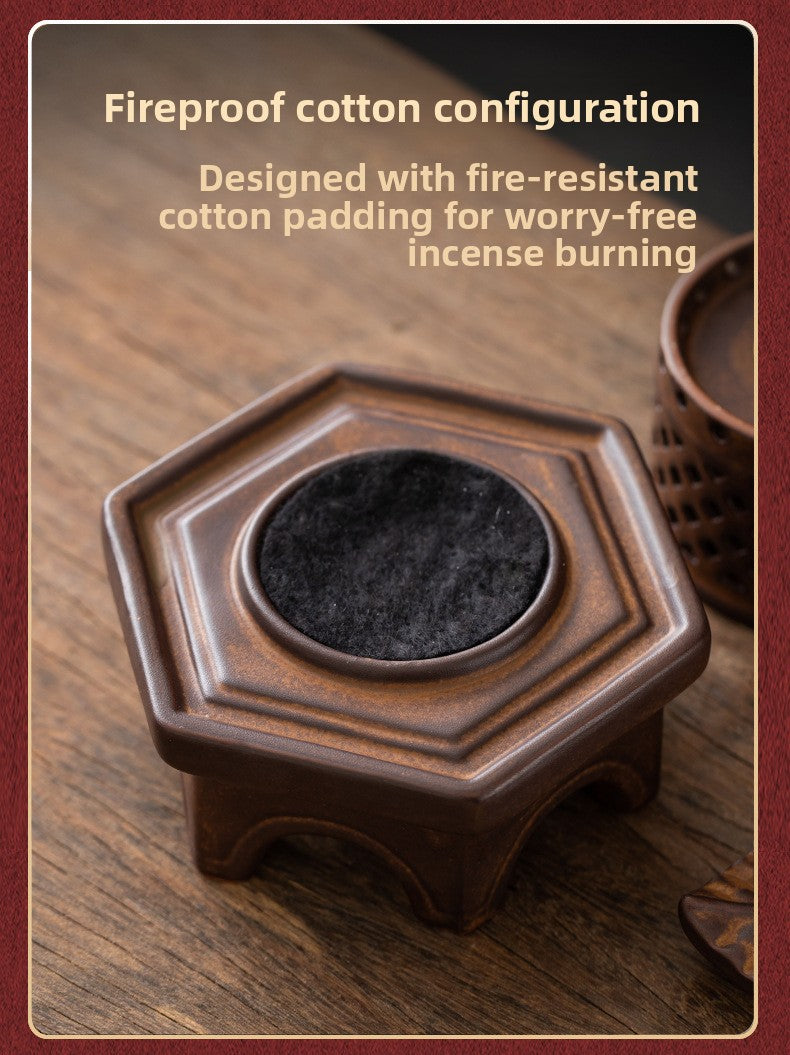 zensoullab Incense Burner Ceramic Purple Clay Hollow Han Yun Palace Lantern Candle Incense Essential Oil Burner Incense Stick Agarwood Multifunctional Ornament