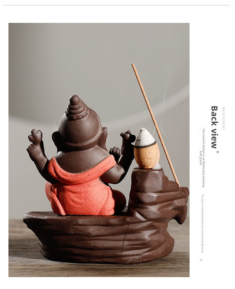 zensoullab Purple Clay Tower Incense Burner Thai Treasure Elephant Smoke Backflow Incense Burner Creative Southeast Asian Home Fragrance Ornament