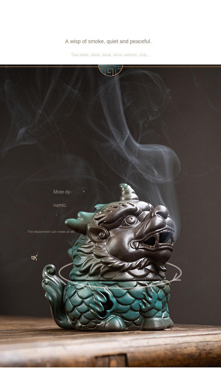 zensoullab Kirin Incense Burner Wealth-Attracting Divine Beast Agarwood Sandalwood Tea Table Home Indoor Incense Ceremony New Chinese Zen Ceramic Ornament