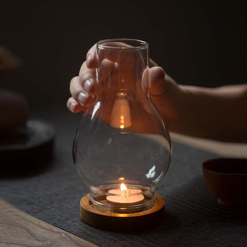 zensoullab Zen Candle Holder Windproof Glass Lampshade Chinese Retro Style Home Aromatherapy Wax Light Tea Room Decorative Ornament