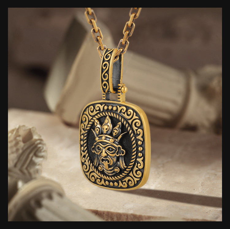 zensoullab Vintage Black Gold Pendant for Women Copper Plated Ancient Gold Pendant Hanging Pendant Zakiram Men's Trendy High-end Necklace
