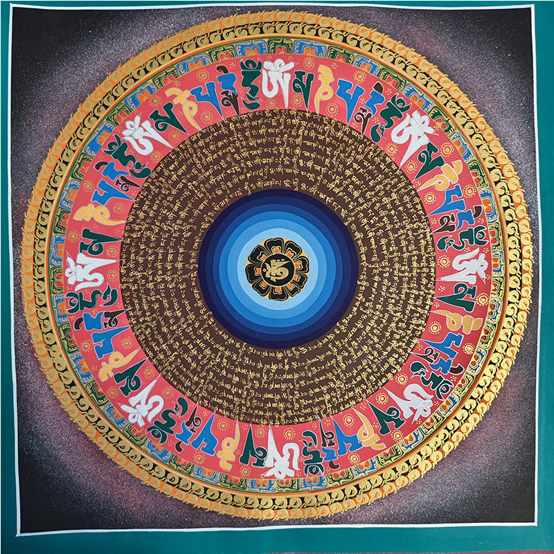 zensoullab Nepal Hand-painted Sutra Mandala Thangka Painted Starry Sky Six-Word Mantra Tibetan Thangka Mandala Decorative Hanging Painting
