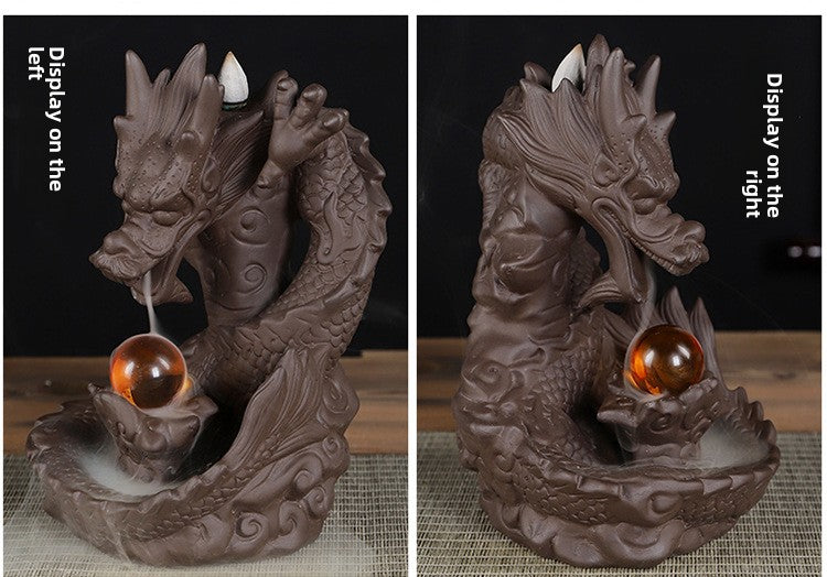 zensoullab Backflow Incense Burner Ceramic Zisha Xianglong Prosperous Home Tea Ceremony Office Creative Craft Ornament