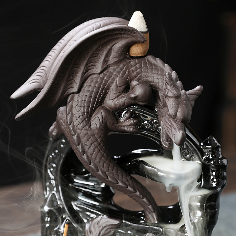 Original European Style Pterosaur Sandalwood Backflow Incense Burner Creative Black Pterosaur Waterfall Backflow Incense Burner Ornament