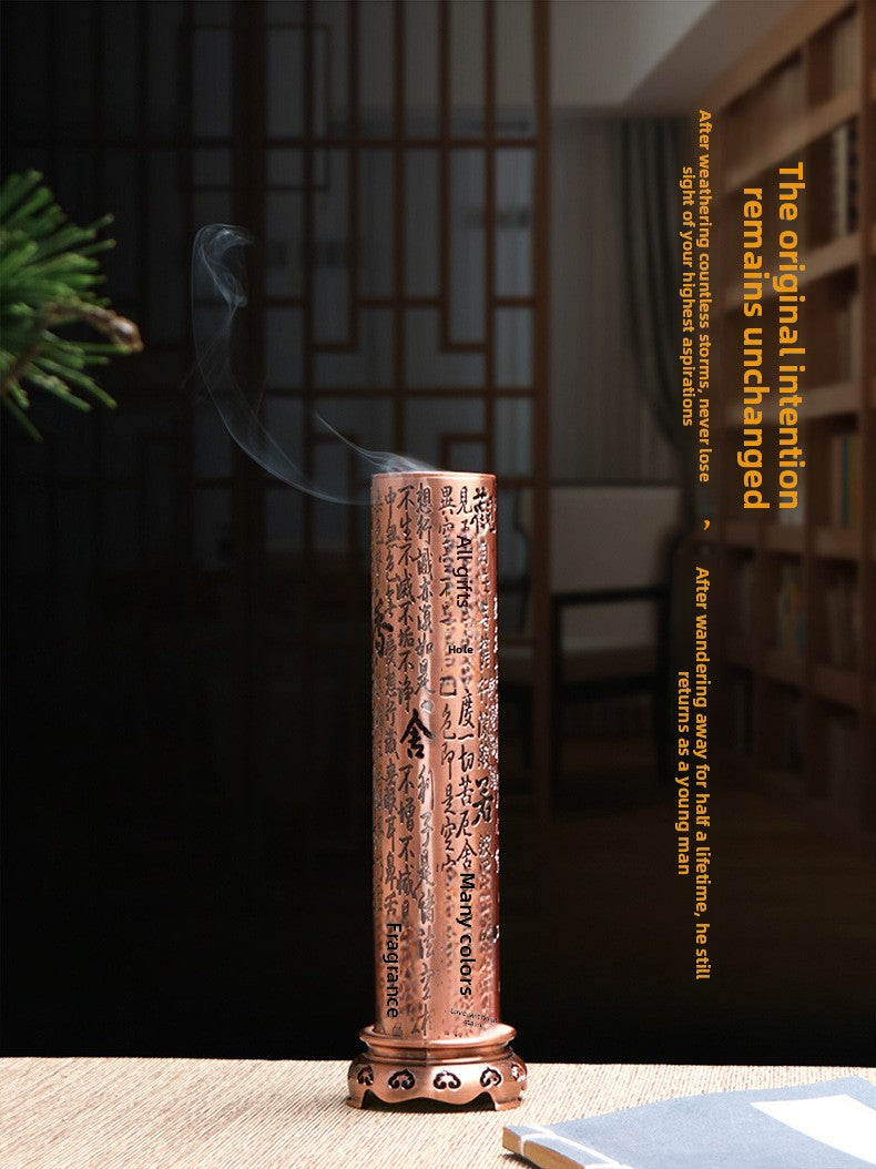 zensoullab Heart Sutra Vertical Incense Burner for Home Indoor Incense Tea Ceremony Ornament Antique Bronze Sandalwood Incense Burner 21cm Incense Holder