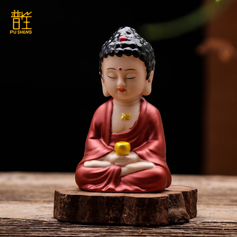 zensoullab Ceramic Buddha Statue Peace Buddha Chinese Style Entrance Shakyamuni Crafts Guanyin Ornament Lying Buddha Car Accessories