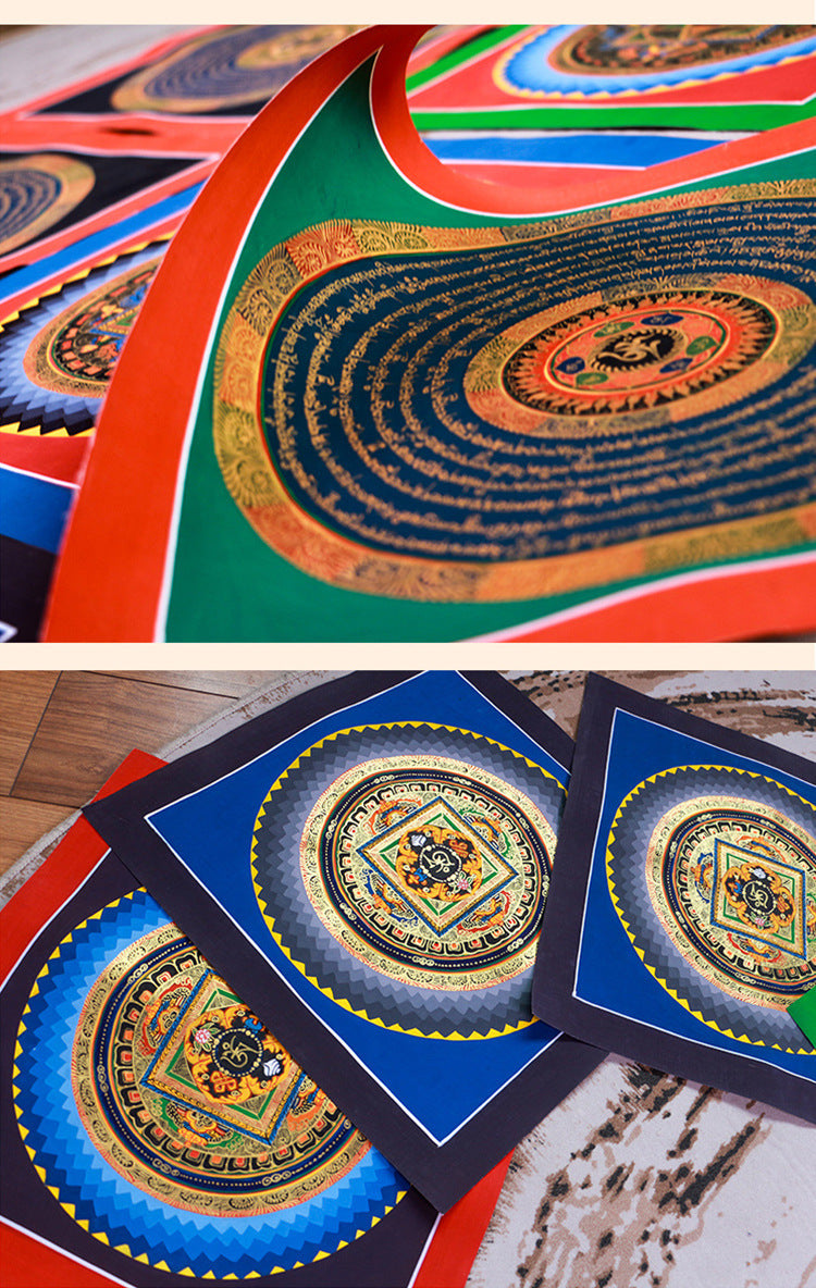 zensoullab Nepal Hand-painted Sutra Mandala Thangka Living Room Background Entrance Tibetan Handmade Thangka Decorative Hanging Painting