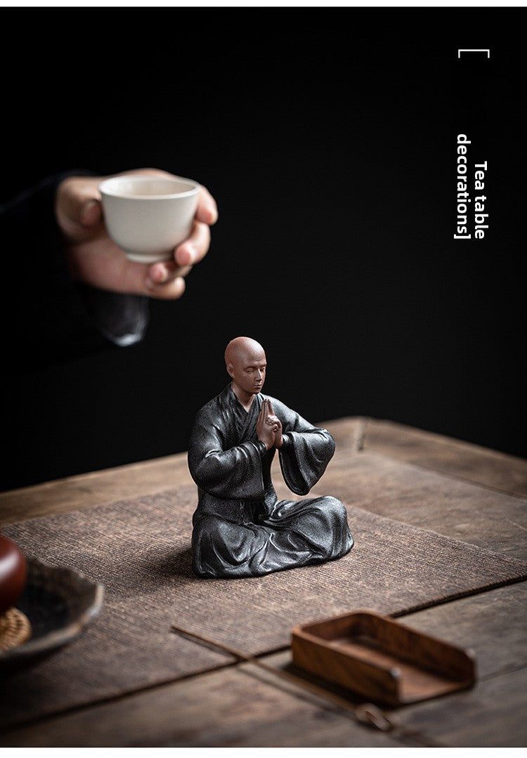 zensoullab Zen Purple Clay Little Monk Tea Pet Figurine Character Tea Ceremony Tea Room Tea Space Desktop Tea Table Tea Set Tea Table Decoration