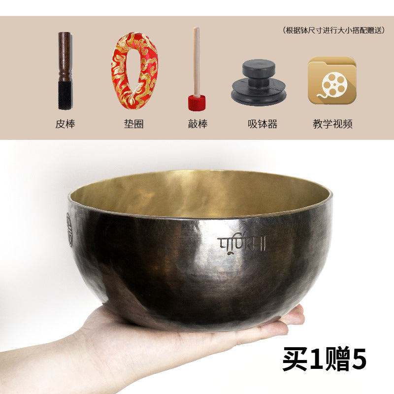 Zensoullab Nepal Handmade Buddha Bowl Xizang Himalaya Bowl Ugyen Double Color Full Moon Himalaya Bowl Copper Chime Stone Yoga Healing Meditation Himalaya Bowl