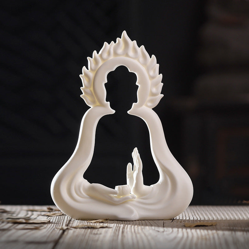 zensoullab Dehua White Porcelain Buddha Zen Chinese Style Ceramic Ornament Creative Modern Office Desk Entrance Feng Shui Incense Burner