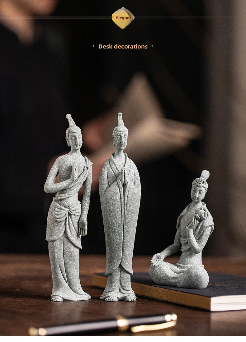 zensoullab Zen Style Chinese Qing Sand Dunhuang Flying Figure Small Ornament Creative Fish Tank Micro Landscape Potted Plant Gardening Decoration Display