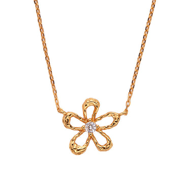 zensoullab Korean Version S925 Sterling Silver Zircon Colorful Gemstone Collarbone Chain Fashion Sweet Hollow Small Flower Pendant Necklace for Women