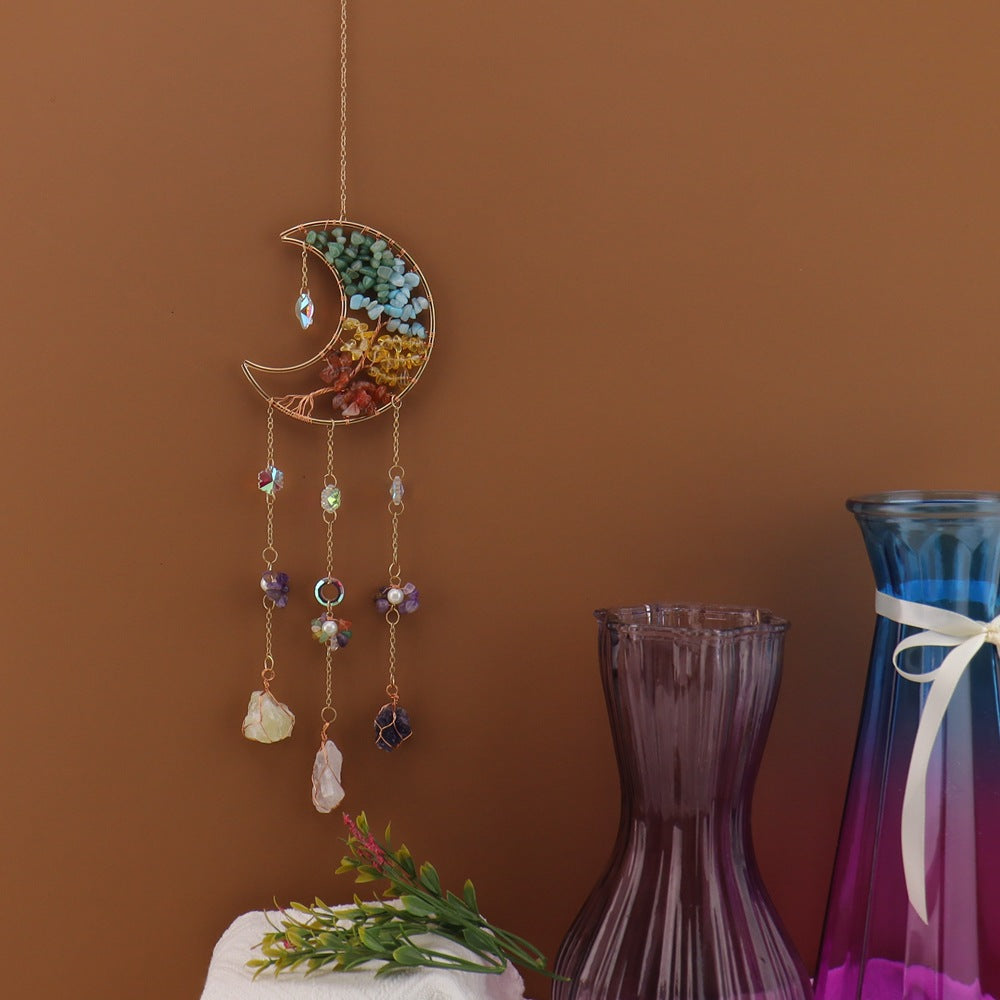 zensoullab Crystal Pendant Metal Moon Sun Catcher Outdoor Window Hanging Decoration Craft Pendant