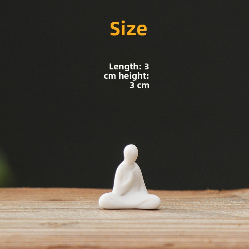 zensoullab Mini Extra Small Zen Ceramic Formless Buddha Microscopic Bonsai Fish Tank Tea Tray Accessories Little Monk Home Decoration
