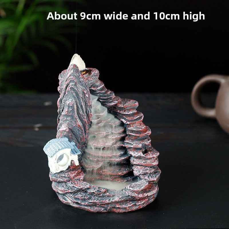 zensoullab Resin Backflow Incense Burner Zen Rockery Home Indoor Living Room Incense Burner Backflow Incense Landscape Decoration Ornament