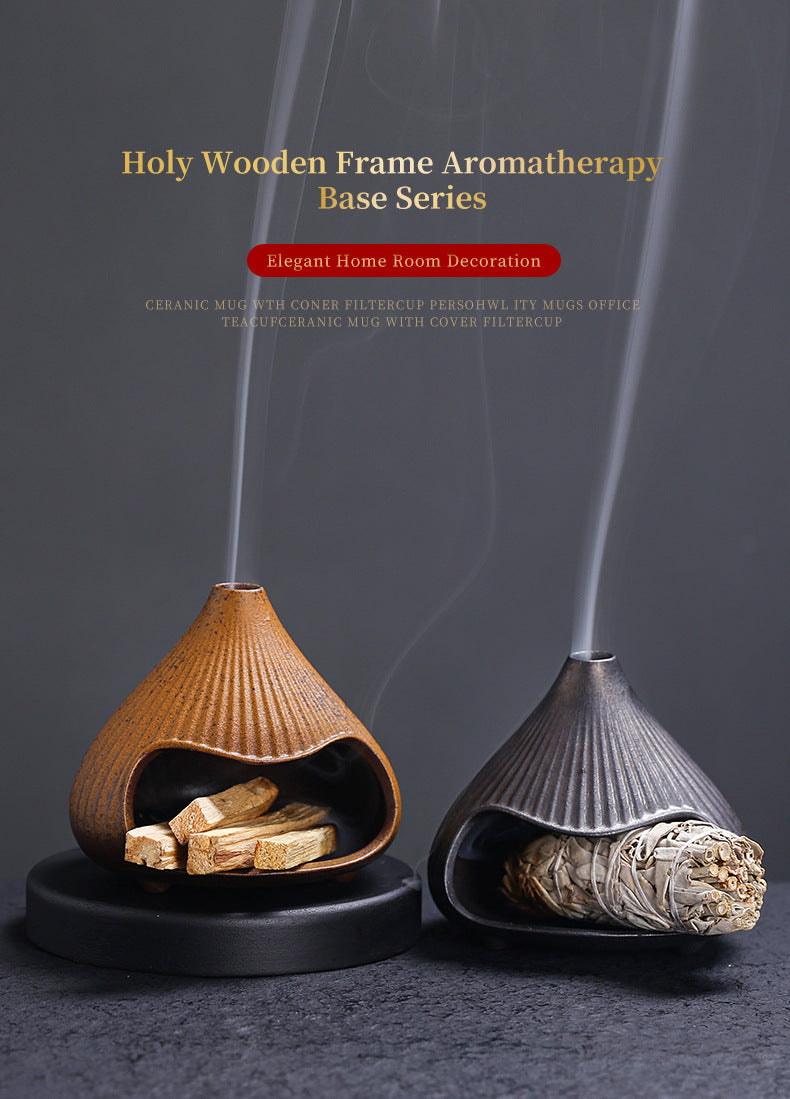 Ceramic Incense Burner Mount Fuji Small Wall Stove Cedar Sage Aromatherapy Burner Sacred Wood Purification Incense Burner Home Atmosphere Ornament