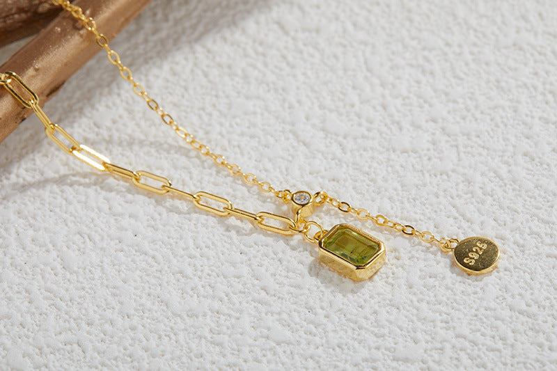 zensoullab Colorful Gemstone Series Spliced Necklace for Women Natural Black Spinel Jewelry Light Luxury Collarbone Chain Accessories S925 Inlaid