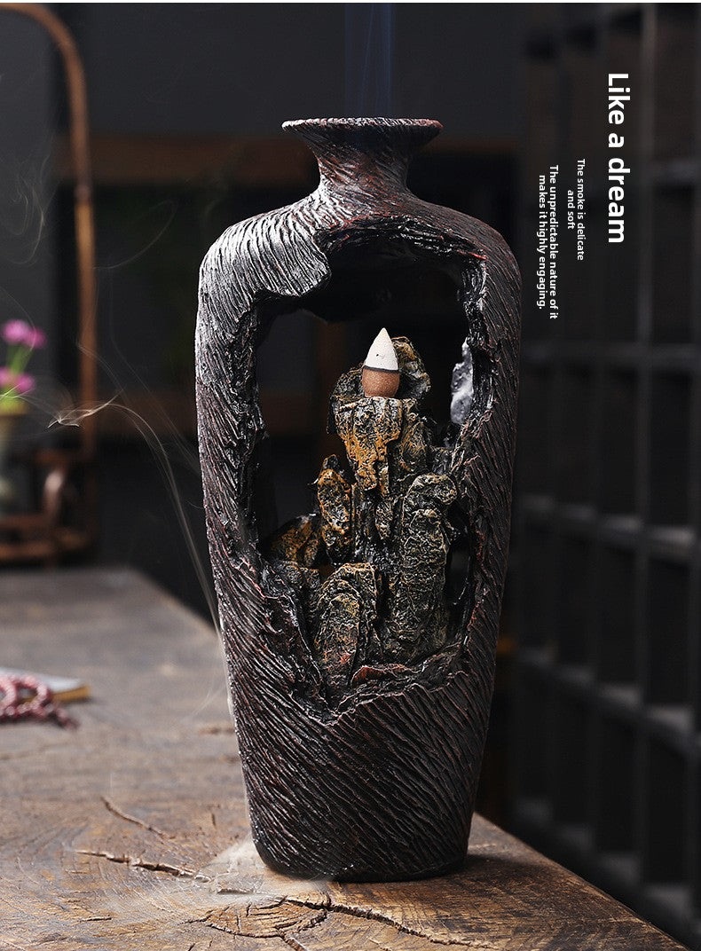 New Resin Backflow Incense Burner Creative Mountain Water Flow Incense Burner Home Decor Backflow Incense Original