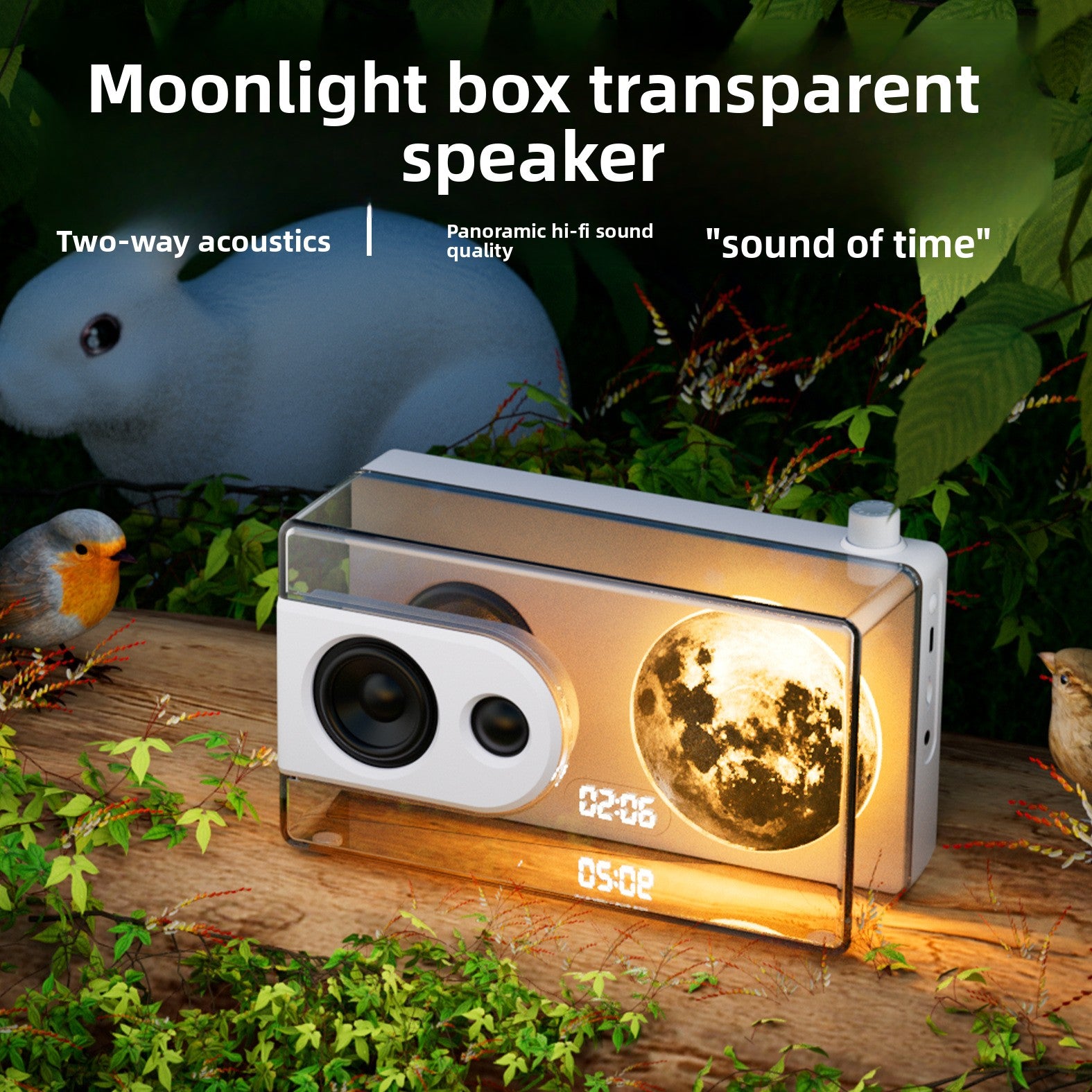 zensoullab Transparent Moonlight Box Bluetooth Speaker Atmosphere Clock Alarm Clock White Noise Moon Bluetooth Speaker Gift