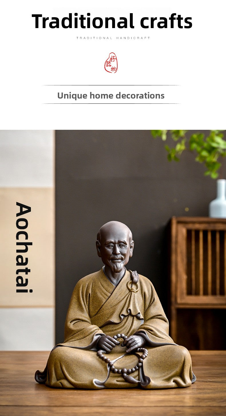 zensoullab Ceramic Master Hongyi Figure Large Ornament New Chinese Zen Style Home Office Desktop Decoration Craft Statue