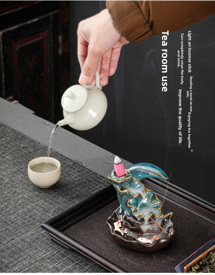 zensoullab Backflow Incense Burner Creative Home Decor Ceramic Burner Craft Pisces Backflow Kiln Change Ornamental Special Offer
