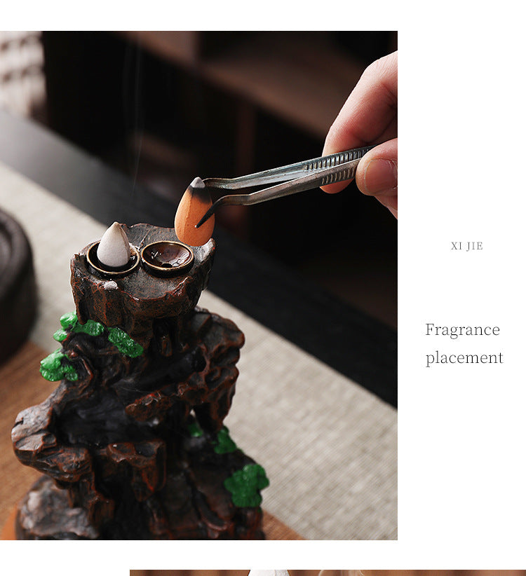 zensoullab Creative Mountain Water Backflow Incense Burner High-end Large Incense Burner Water Flow Incense Tea Ceremony Home Decoration Backflow Incense