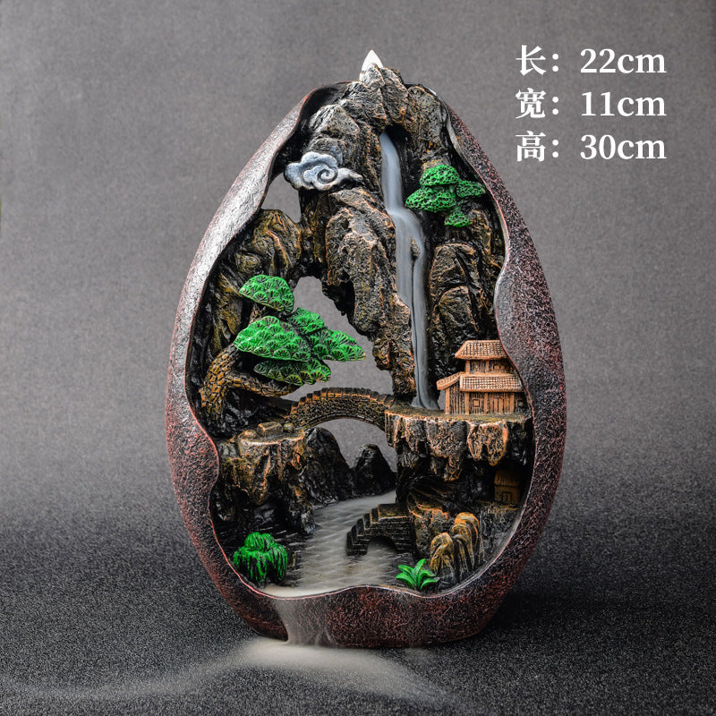 zensoullab Creative Resin Large Great Wall Backflow Incense Burner Home Decor Craft Ornament Incense Holder Incense Seat Backflow Aromatherapy Burner