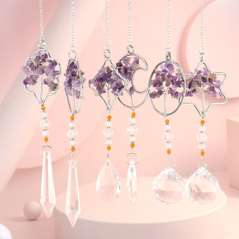 zensoullab Amethyst Gravel Tree of Life Crystal Pendant Hanging Decoration Indoor Curtain Decoration Pendant Accessories