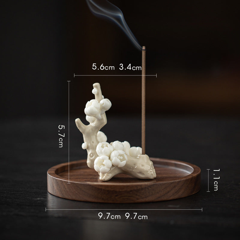 zensoullab Zen Ceramic Plum Blossom Incense Holder Creative Incense Stand Incense Tray Incense Burner Tea Room Study Atmosphere Decor Incense Burner