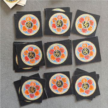 zensoullab Nepal Hand-painted Six-Word Mantra Scripture Altar Offering Thangka Round Gawu Box Guanyin Small Thangka Painting Necklace Pendant