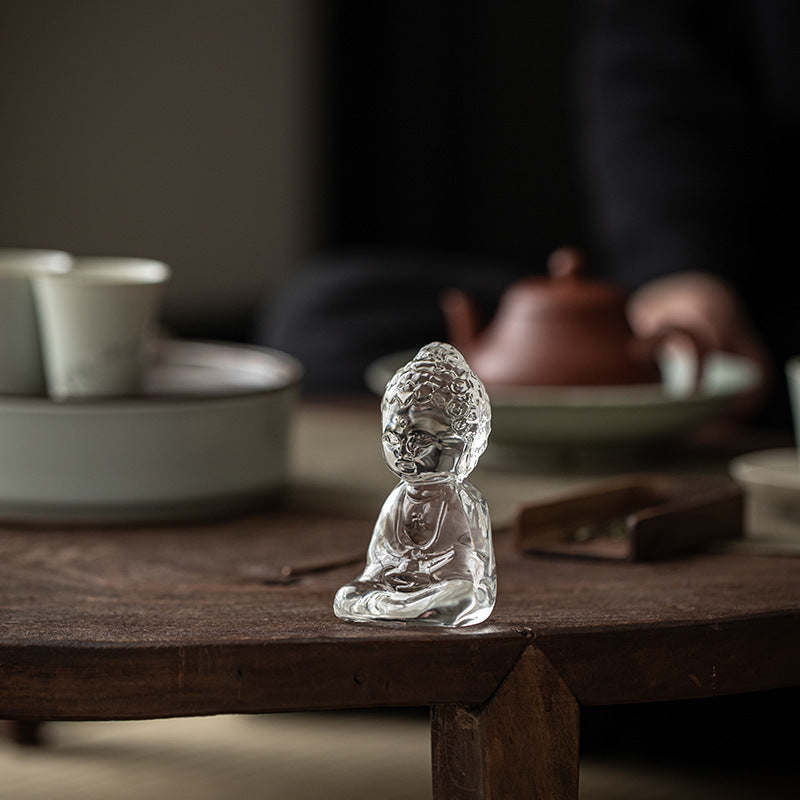 zensoullab Ancient Glazed Little Monk Tea Pet Ornament Zen Glass Buddha Figurine Kung Fu Tea Set Tea Tray Accessories