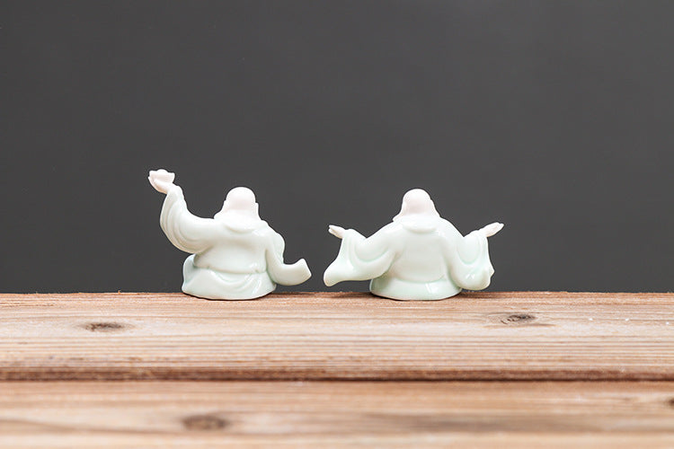 zensoullab Creative Chinese Ceramic Crafts Lucky Maitreya Buddha Home Living Room Buddha Statue Big Belly Laughing Buddha Small Home Decoration