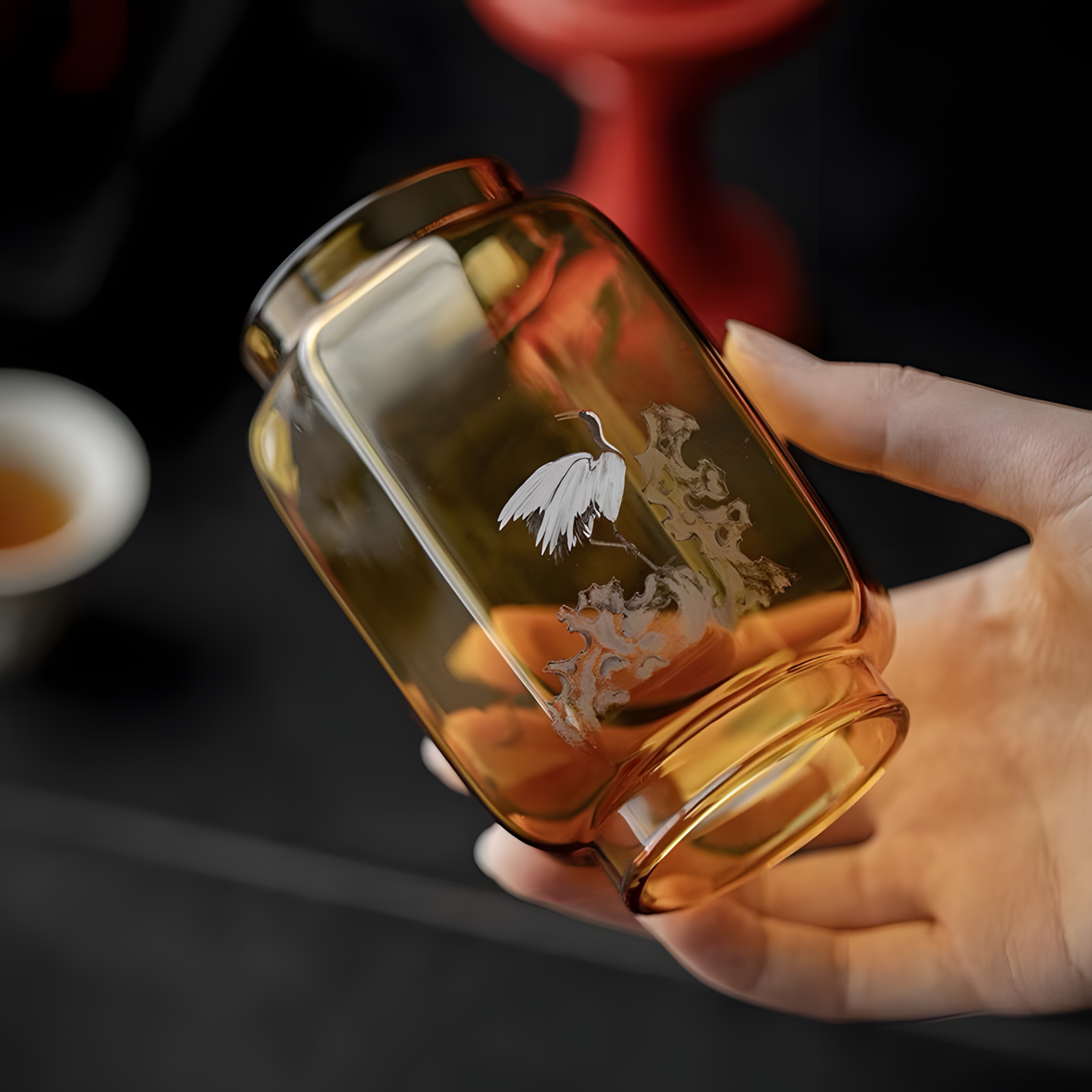 ZENSOULLAB | Eternal Crane · Meditation Glass Candle Holder